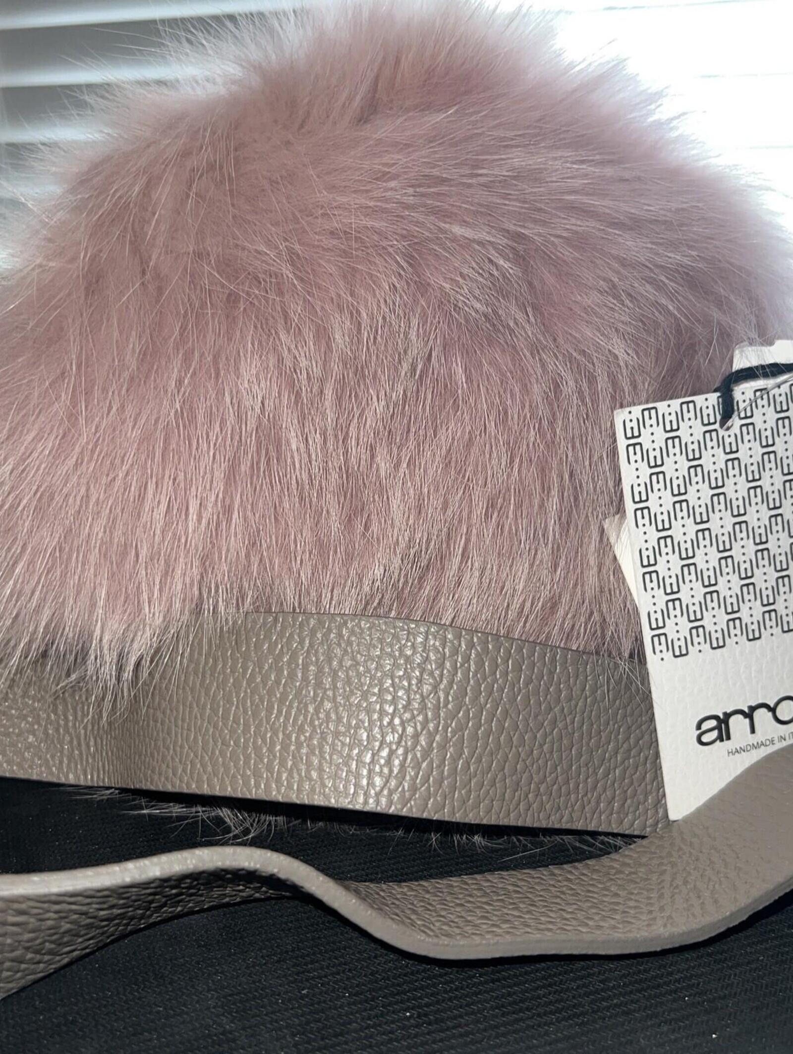 Arron Small Leather & Fur Circle Shoulder Bag, Pink, Nwt